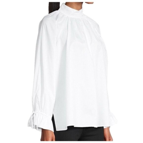 Harshman 3X Bianca Band Collar Cotton Poplin Blouse NWT MSRP $192 - Picture 4 of 11